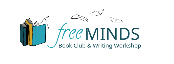 Four books--two teal, one yellow, and one black--with pages flying over the Free Mind's logo
