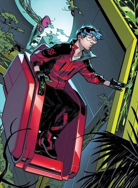 An illustration of Marvel Comics character Takeshi Matsuya, seated in a floating chair, wearing a black and red outfit.