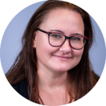 A circular headshot of Kimberly.