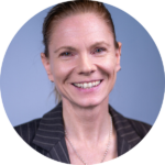 A circular headshot of Sabine.