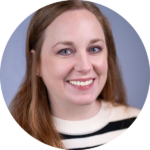 A circular headshot of Sarah.