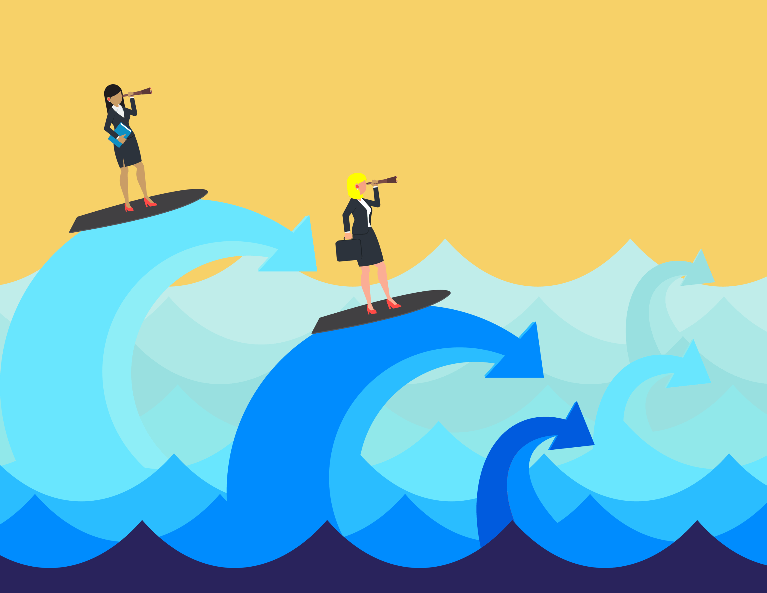 two people in business suits surfing