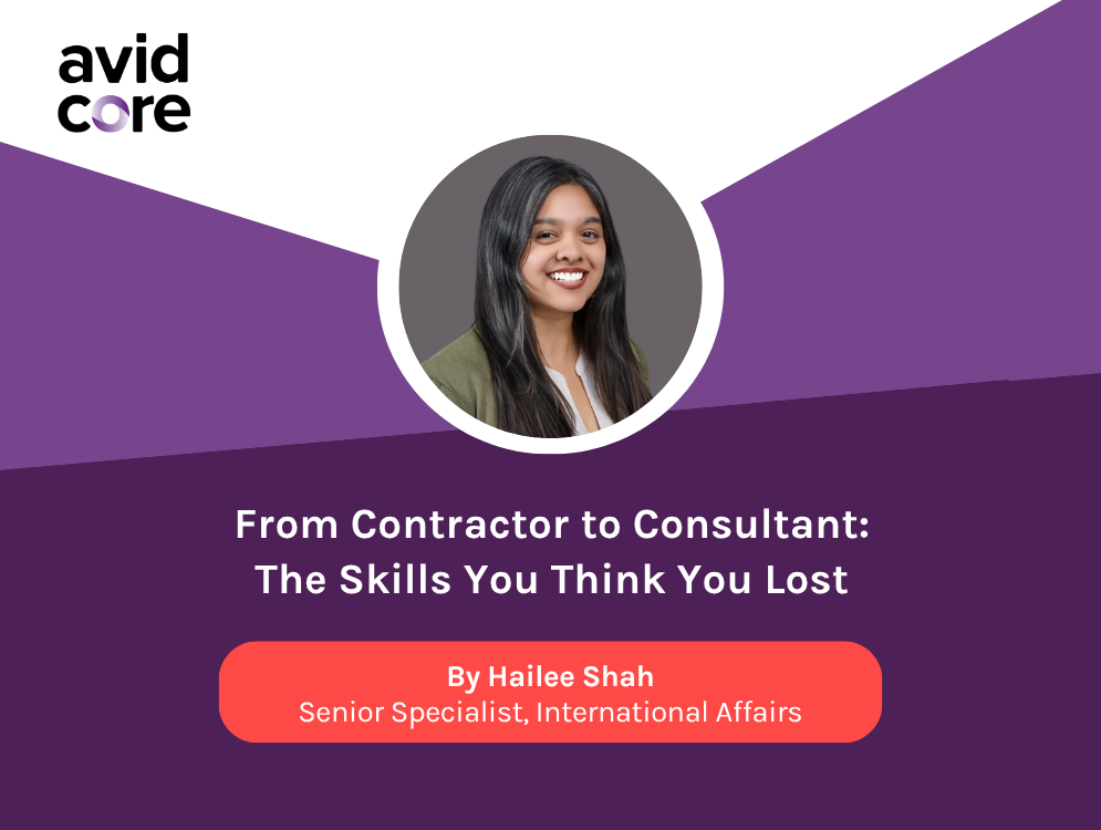 Headshot of Hailee Shah accompanying her blog, “From Contractor to Consultant: The Skills You Think You Lost.”